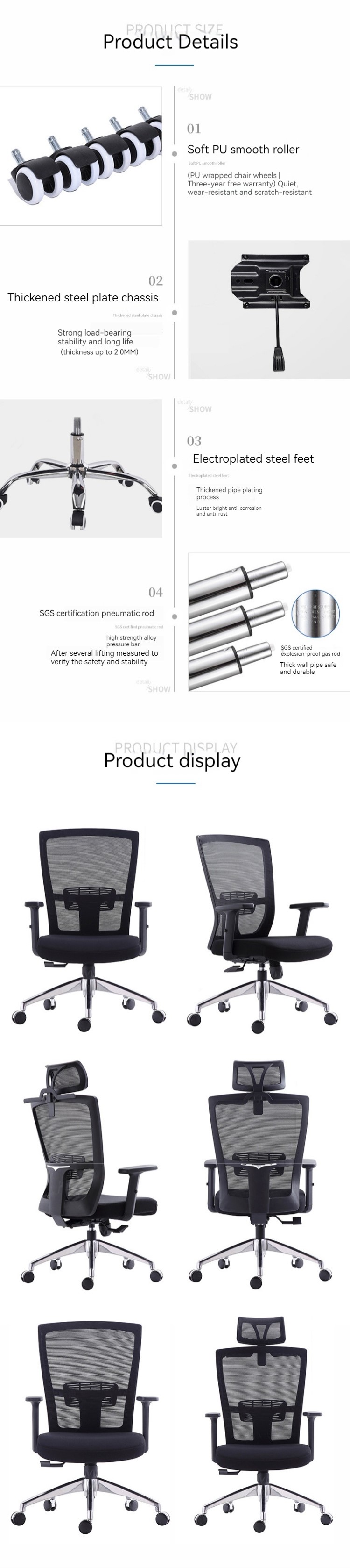 Office Chair Mesh Task Chair Medium Back High Back Conference Room Swivel PC Chair