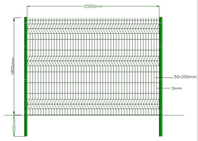 OEM 3D Curved Powder Coated Steel 3D Triangle Fence Panel 2*2.5m 4.0mm