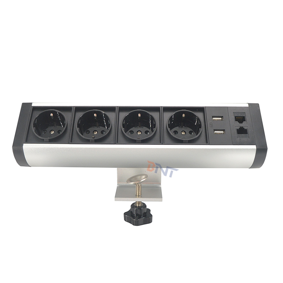 Desk edge mounted removable power strip clamp table socket with double usb