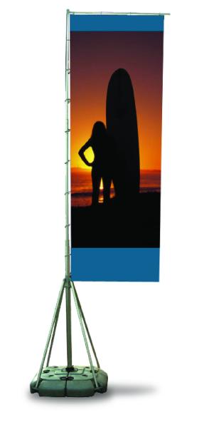 Telescopic Flag Pole Advertising Banner Stands Single / Double / Three Layers