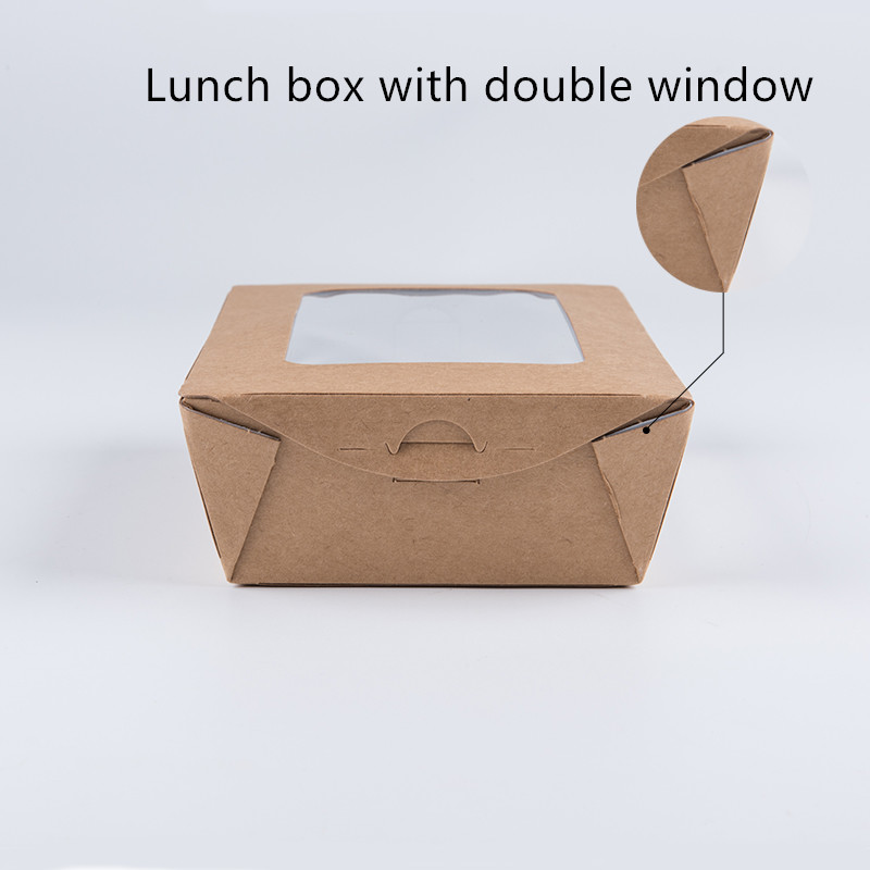 1200ml 337 380 400gsm Kraft Paper Lunch Box With PET Window
