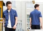 Polyester Cotton Short Sleeves Industrial Work Uniforms Twill Engineer Sky Blue