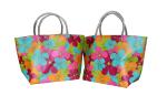 Reusable Orange PP Woven Shopping Bags With Transparent PVC Handle, Danceing