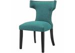 OEM Mid Century Upholstered Fabric Covered Dining Chairs With Nailhead Trim Teal