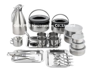 Wholesale 22pcs Amazon hot sale stainless steel double walled vacuum insulated hot water kettles lunch box buffet plate from china suppliers
