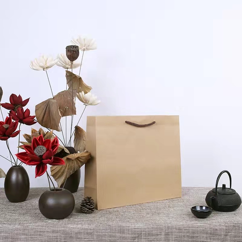 brown craft Promotional Paper Bags Zipper Top for Shoes clothing