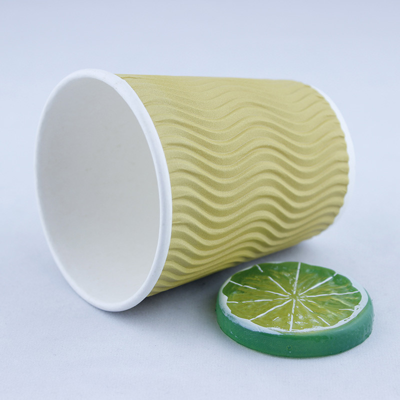 Double Wall Disposable Ripple Coffee Cups With Lids Biodegradable