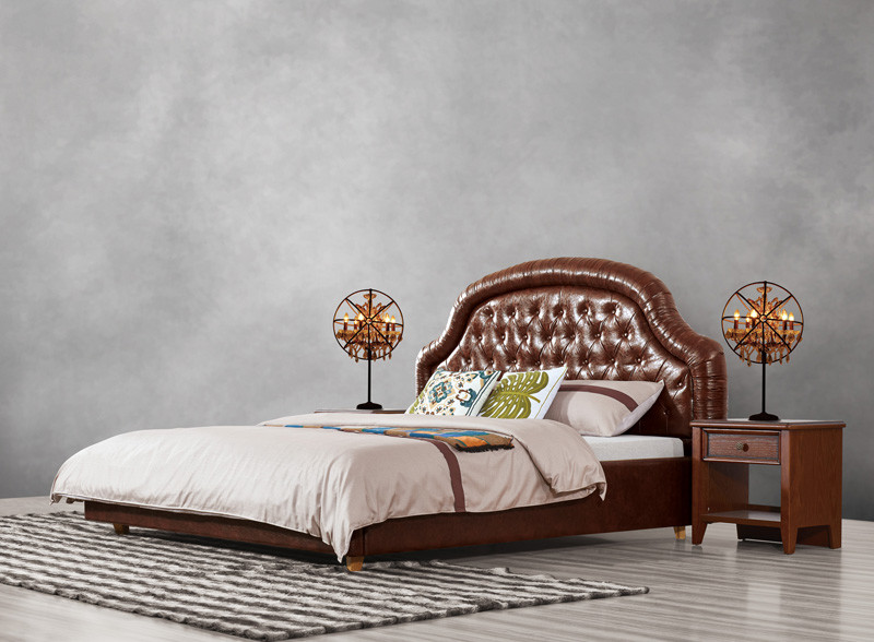 Good quality Gery Fabric Upholstered Headboard Queen Bed Leisure Furniture for American design Apartment Bedroom set