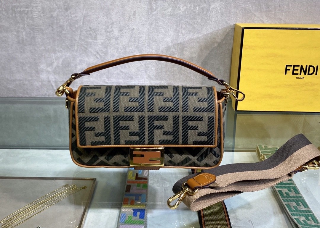 Women F Letters Pattern Denim Baguette Bag Embroidery Series