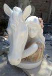 Sculpture of wearing a flower and horse bust /Nature polishing statue