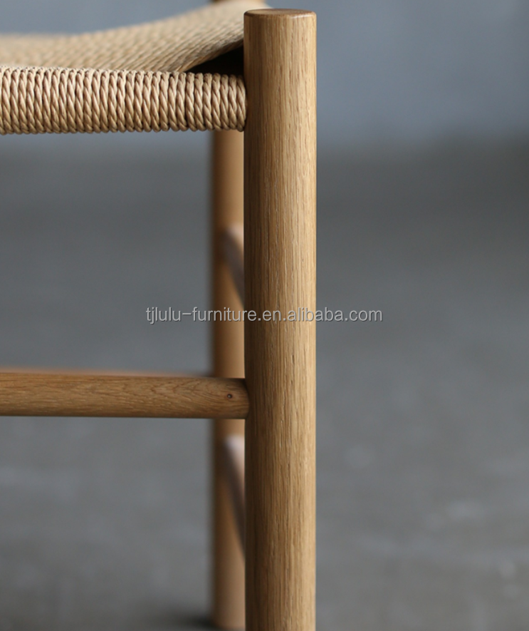 2023 Modern Wood Woven Cord Oak Chair for Home Furniture in Restaurant Hotel Cafes Simple Concise General Solid