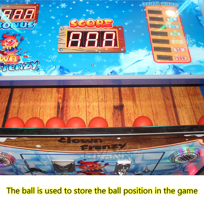 Coin Operated Lottery Game Machine Clown Frenzy Push Clown 220V