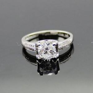 Wholesale White Gold Plated 925 Silver 6mm CZ Diamonds Engagement Ring (F19) from china suppliers