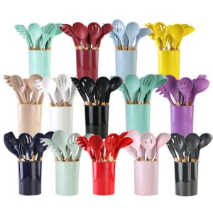 Wholesale 12PCS /set Kitchen Tool Silicone Kitchen Utensil Set With Wooden Handle from china suppliers