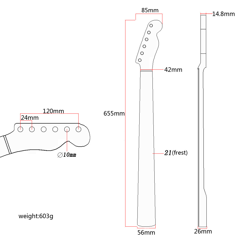 Fender TL Maple Telecaster Neck 21 Frets Maple Guitar Neck Replacement Abalone Dots