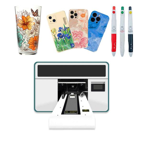 300mm Digital UV Hybrid Printer Desktop Card Acrylic Bottle Led Flatbed UV