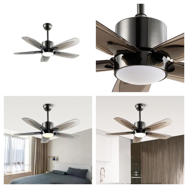 Wholesale Factory Modern Minimalist Tri-Color ABS Industrial Hanging Fan Light Big Wind AC Motor Remote Control Iron For Living Dining Room LED