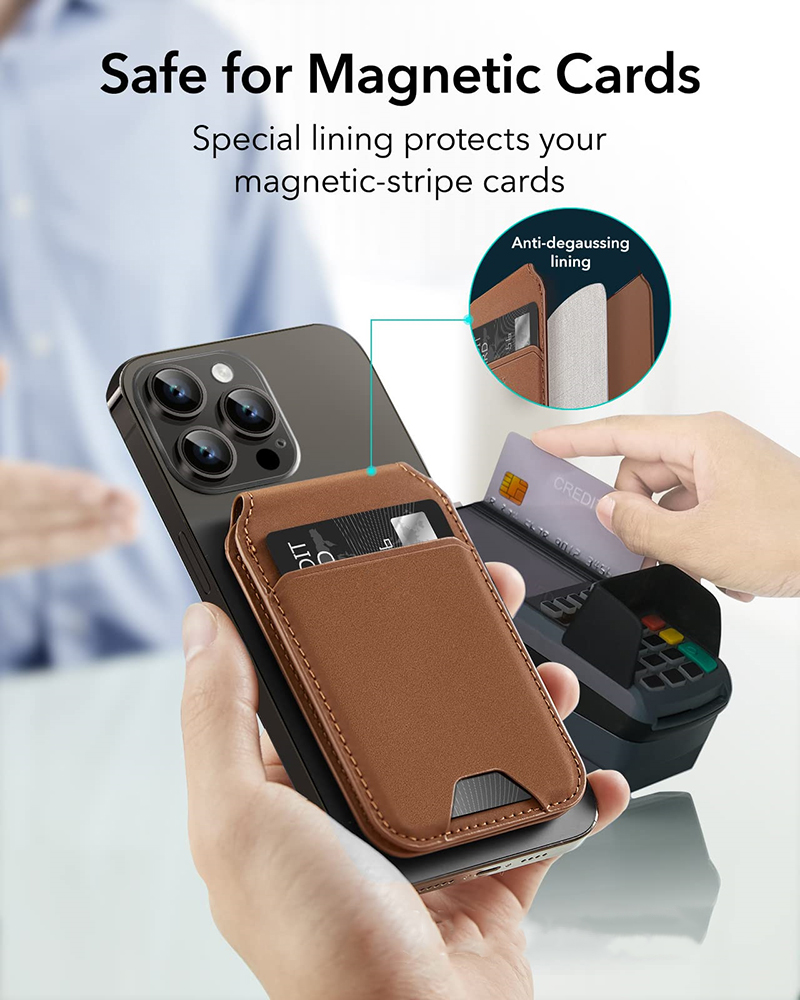 MN-2301 Leather Magnetic Card Holder Low MOQ Mix Models for Magsafe with Bracket Stand