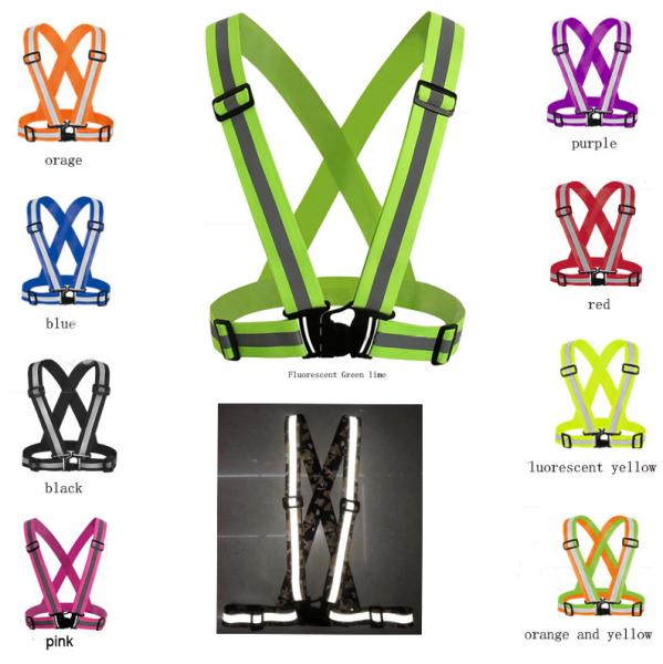 Elastic Motorcycle Reflective Belt Cycling Workers Adjustable Vest Black Neon