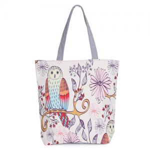 Wholesale Floral Printed Womens Cartoon Canvas Bags Shopper Tote With Cotton Handle from china suppliers