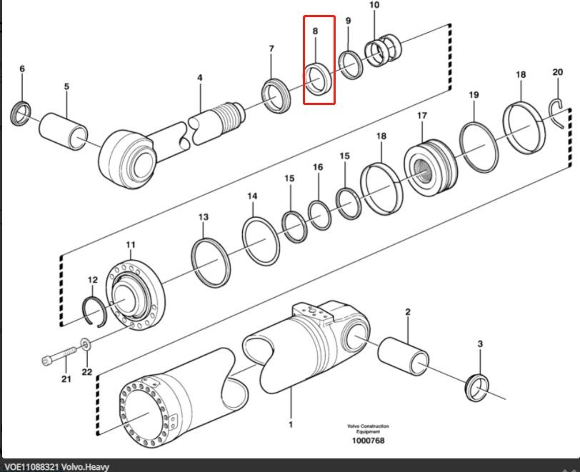VOE 11088321 VOE11088321 Piston Rod Seal For Tilting Cylinder SUNCARSUNCARVOLVO L120F L110H