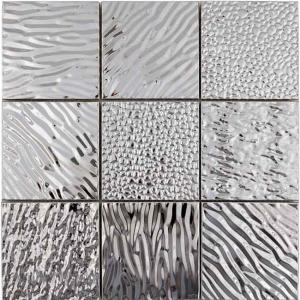 China Embossed Stainless Steel Mosaic Tiles For Kitchen 30x30cm on sale