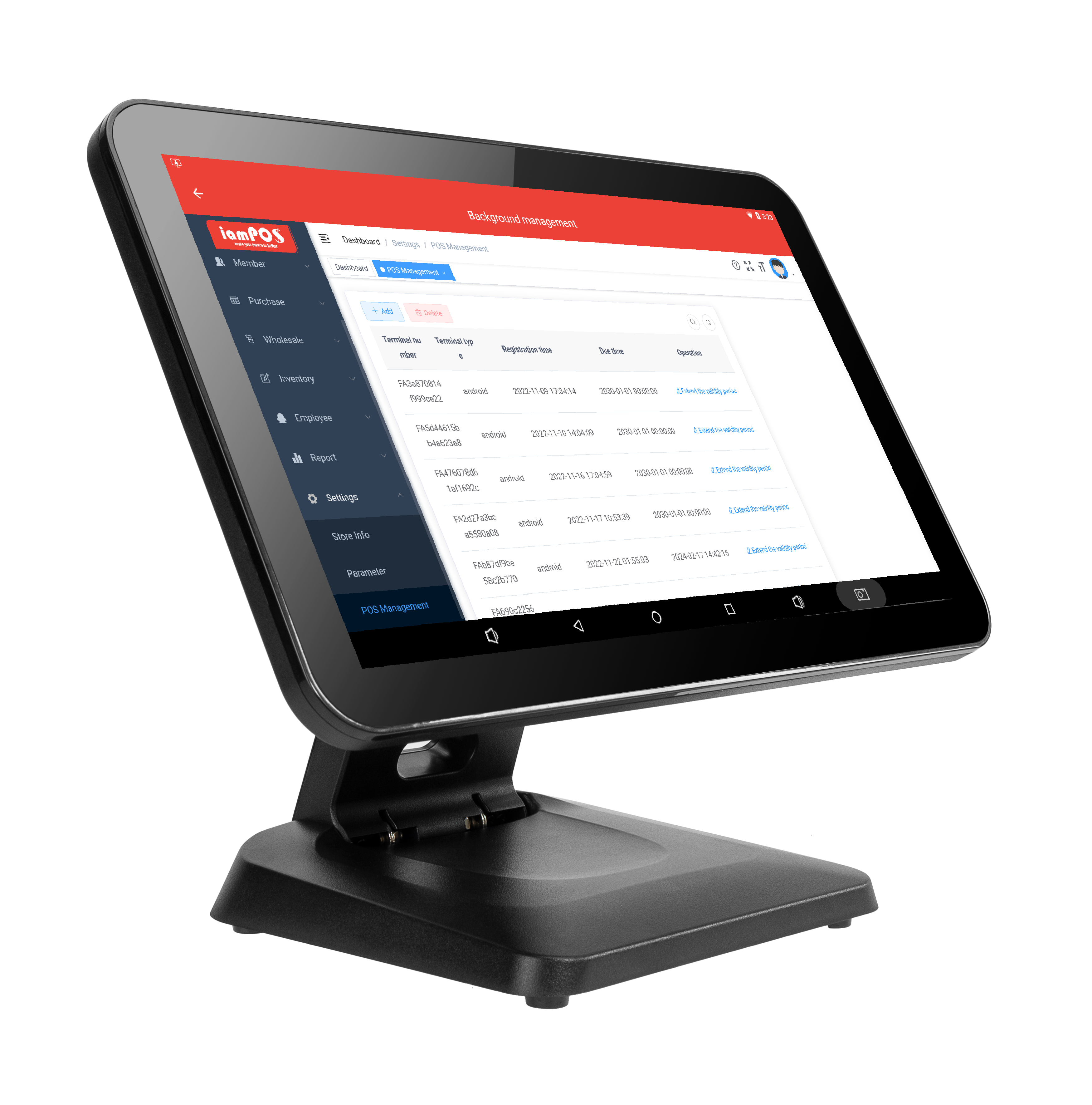 Capacitive Touch Panel 15.6'' 1080P Foldable Metal POS Terminals for Restaurant and Cafe