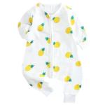 Natural Unisex Muslin Sleeping Bag , Newborn Baby Rompers Long Sleeves