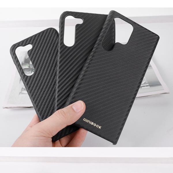 Mobile Phone Cases Custom Logo Carbon Fiber Genuine Leather Cover for Samsung