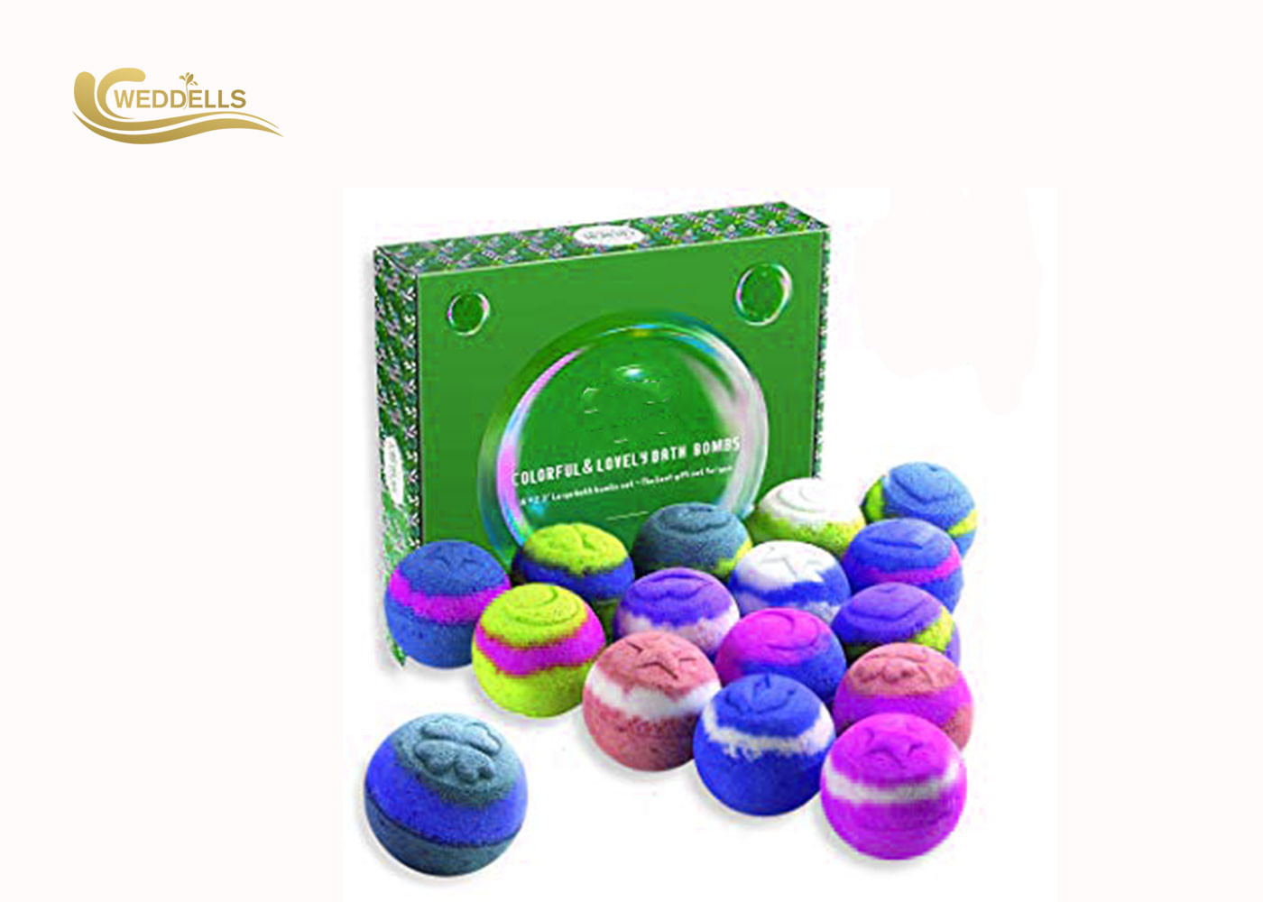 Multi Color Almond Oil Fizz And Bubble Bath Bombs With Beautiful Box Packaging