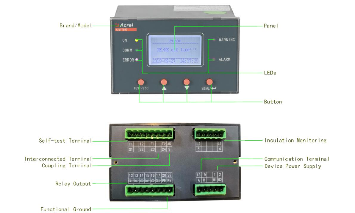 AIM-T500 Industrial Isolated Power System Insulation Monitor Device 40-60Hz