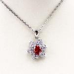 Sterling Silver Cable Chain Oval Green Cubic Zircon Pendant Necklce (P10)