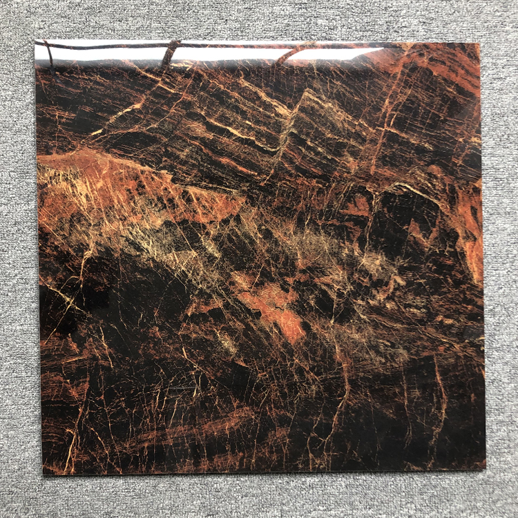 600x600mm Floor Specification Glossy Black and Red Porcelain Floor Tile for Modern Floor