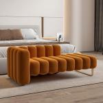 Modern Velvet Fabric Backrest Bedside Stool Bedroom Toffee Chair Lazy Sofa