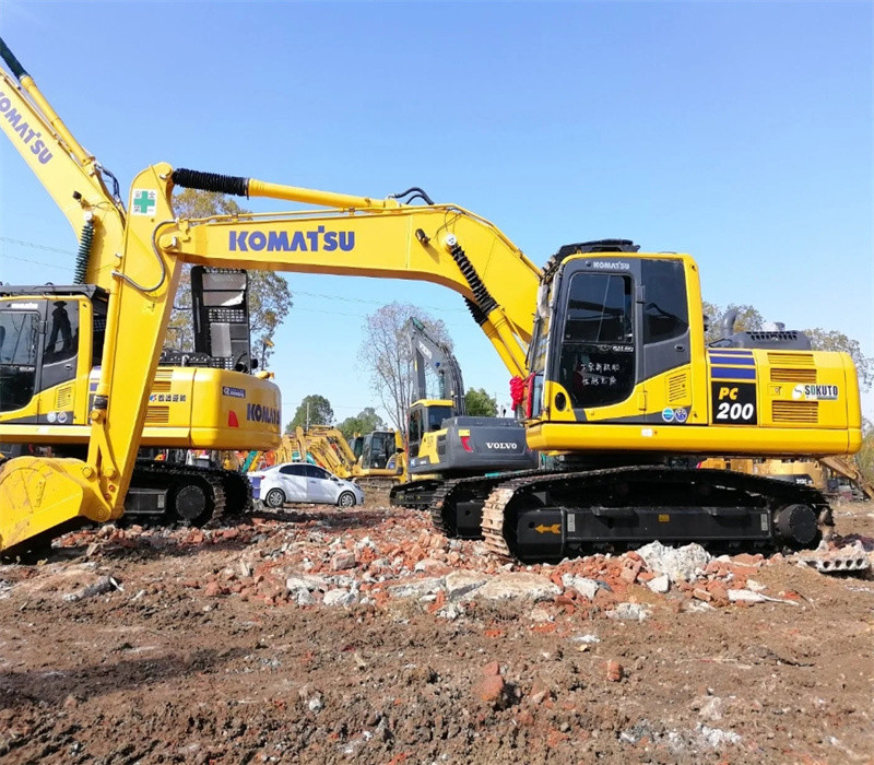 10 Meters Boom Used Excavator Komatsu PC200 Engine 5 Tons - 50 Tons