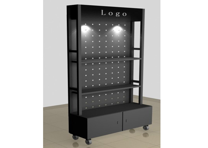 All Metal Black Retail Display Cabinets , Freestanding Shop Display Cabinets 1500 * 500 * 400MM
