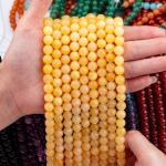 Cream Yellow Jade Natural Crystal Gemstone Loose Bead Strands Semi Precious