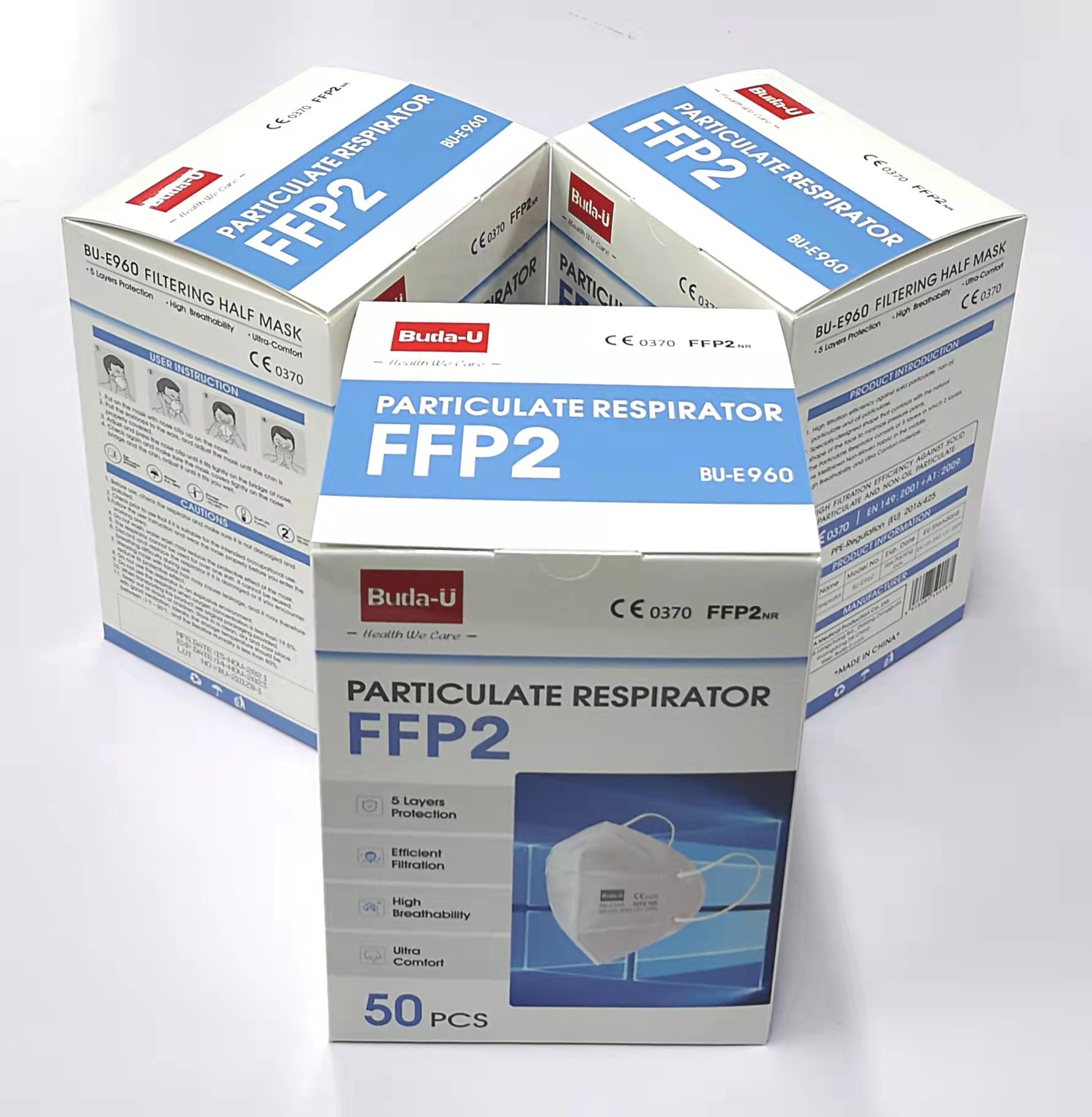 EU Standard Disposable FFP2 Nonwoven Face Mask FFP2 NR Particulate Respirator , With CE0370
