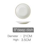 Gold line White Bone china embossed tableware Wedding Ceramic charger plate
