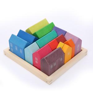 Wholesale 22.5cm House Wooden Rainbow Stacker Wooden Story Rainbow Stacking Toy from china suppliers