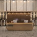 110cm Luxury Reception Desk Stainless Steel Gilded Rectangular for Waiting area