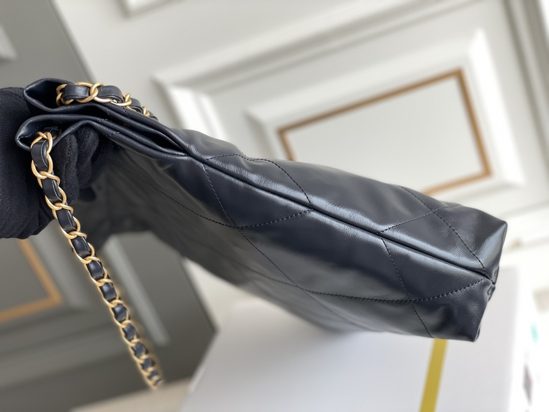 22S Calfskin Navy Chanel 22 "Trash Bag" Small Handbag ODM