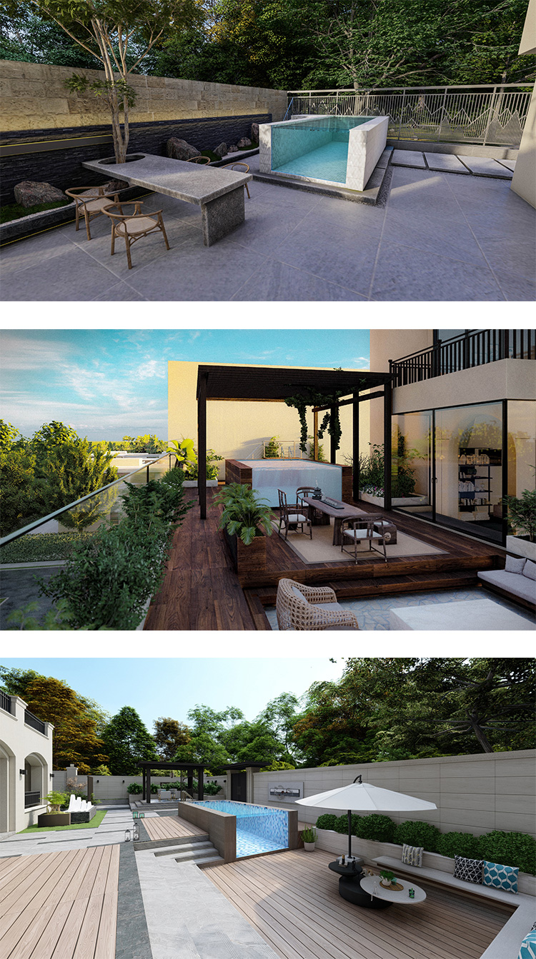 Backyard Prefab Swimming Pool with Above Ground Endless Infinity Design and Air Pump