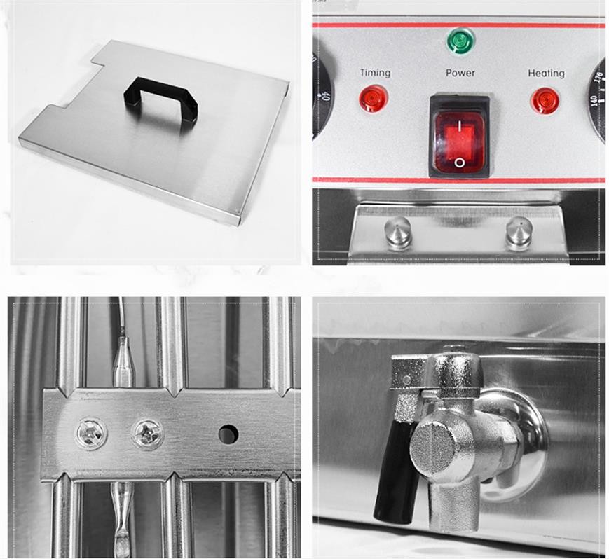 3250W 8L Countertop Double Oil Fryer Electric Commercial Stainless Steel