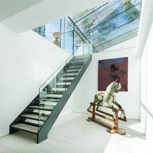 Wholesale High Strength Flooring Mounted Tempered Laminated Glass Straight Staircase with LED from china suppliers