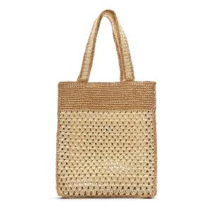 Wholesale Contrast Color Summer Shoulder Beach Bag Straw Woven Tote style from china suppliers