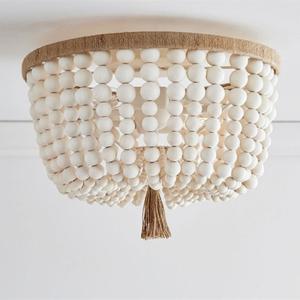 Wholesale Retro round E27 LED adjustable height wooden bead ceiling chandelier lamp(WH-CI-147) from china suppliers