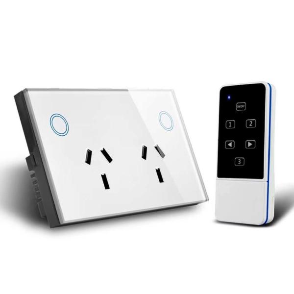 Smart WiFi SAA Certificate Double Wall Socket Wireless Power Point Us Standard Remote Touch Glass Panel Electric Plug