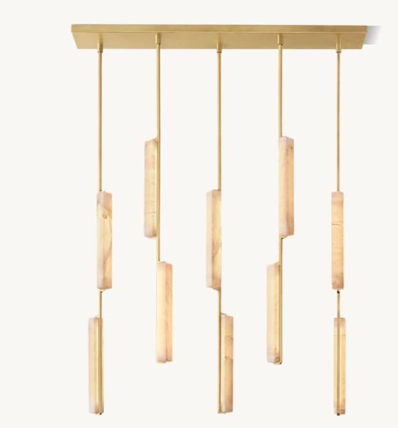 Modern Audubon Alabaster Linear Chandelier 54" for Island