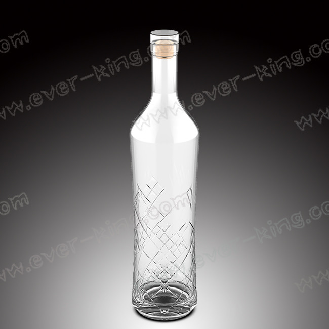ISO9001 Wooden Cork 1000 ML Rum Glass Bottle